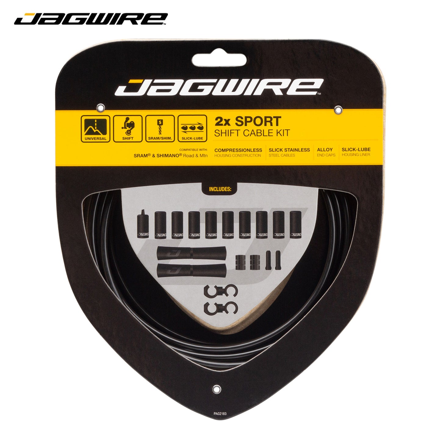 Jagwire 2x Sport Shift Cable Kit Set for Road / MTB / SRAM / Shimano - Black