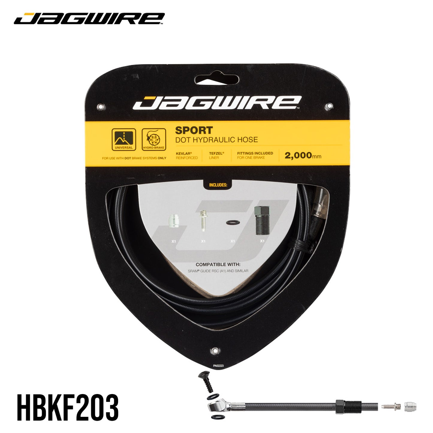 Jagwire Sport DOT Mineral Oil 2M Hydraulic Hose Single-Brake Hose Kit - Black
