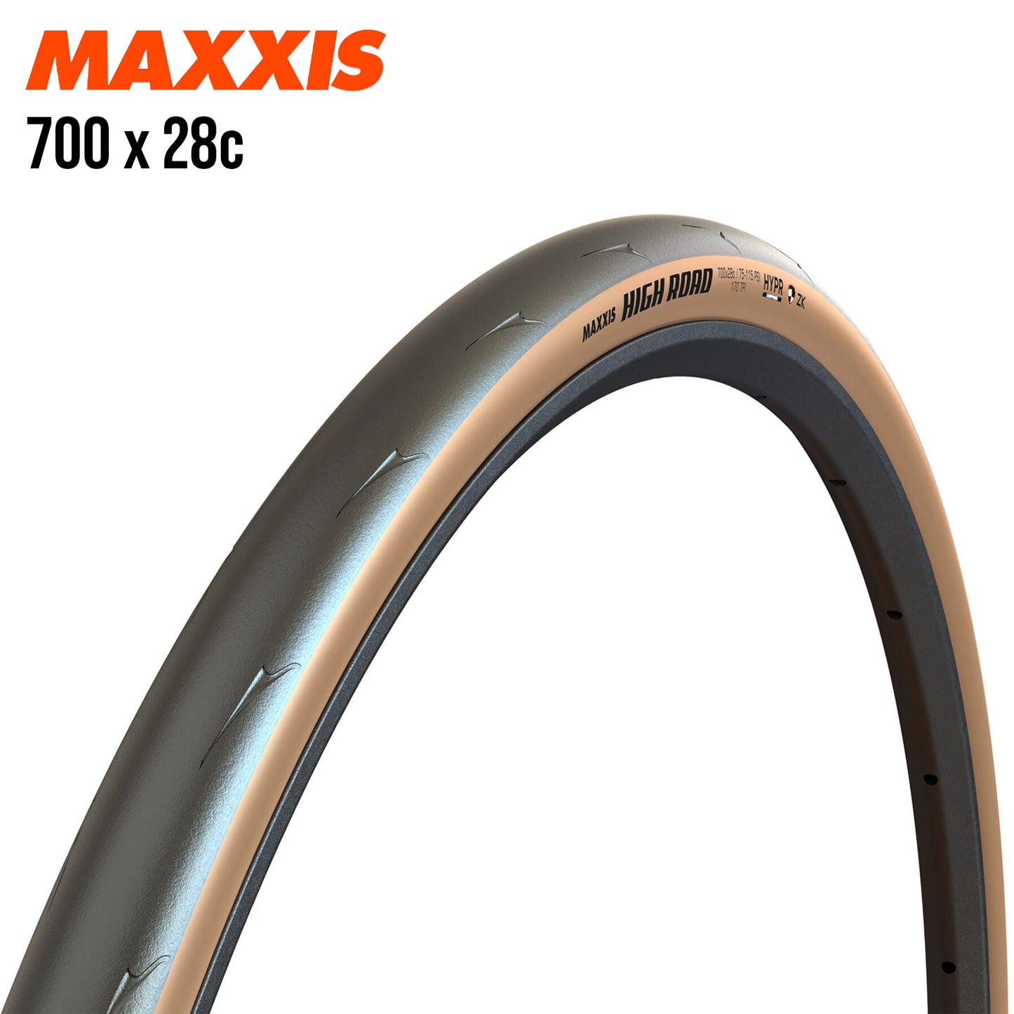 Maxxis High Road Tubeless Road Bike Tire 700c - Tan
