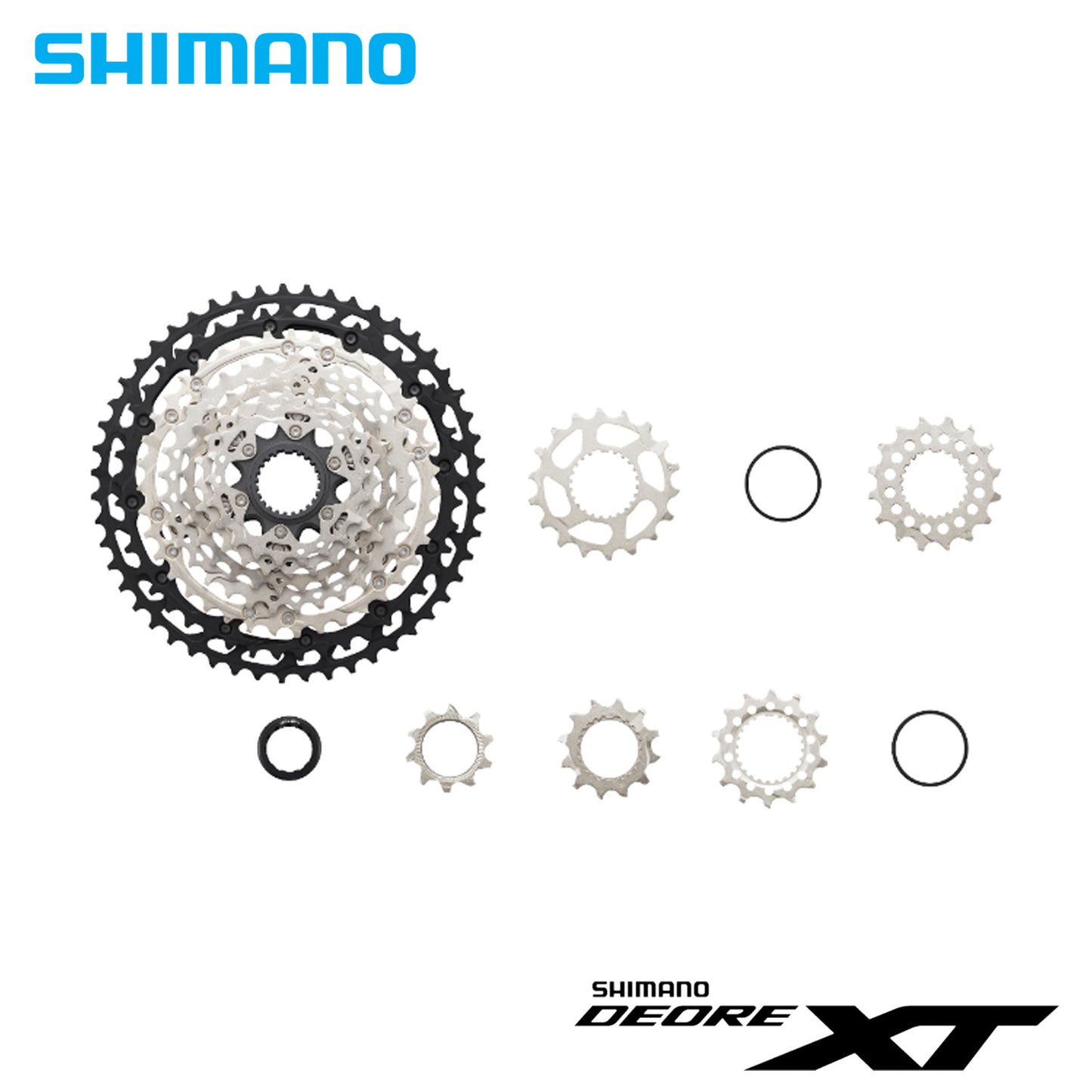Shimano Deore XT 12s Hyperglide+ CS-M8100 12-Speed MTB Cassette Sprocket Microspline - Black/Silver