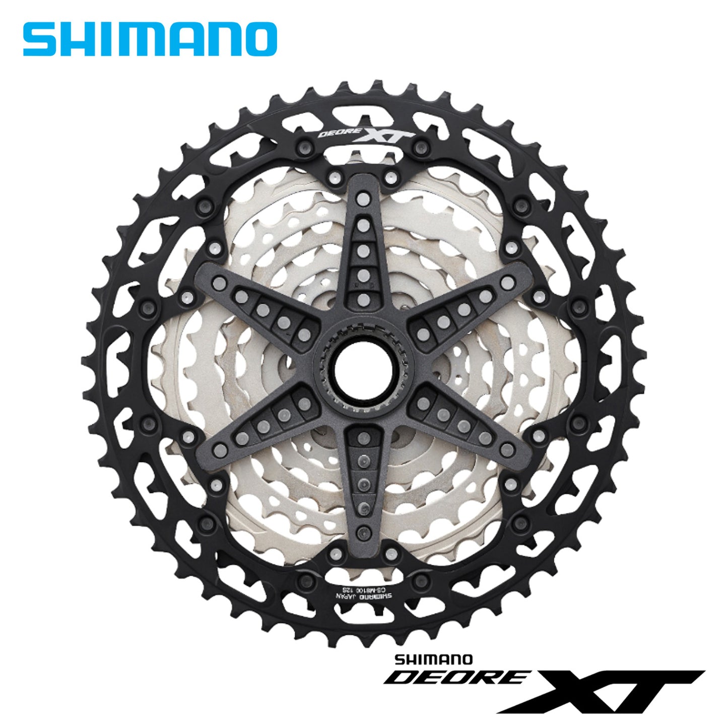 Shimano Deore XT 12s Hyperglide+ CS-M8100 12-Speed MTB Cassette Sprocket Microspline - Black/Silver