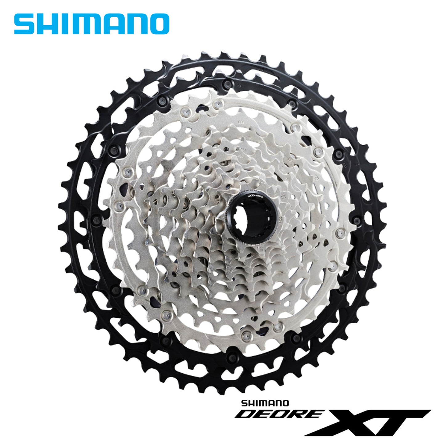 Shimano Deore XT 12s Hyperglide+ CS-M8100 12-Speed MTB Cassette Sprocket Microspline - Black/Silver
