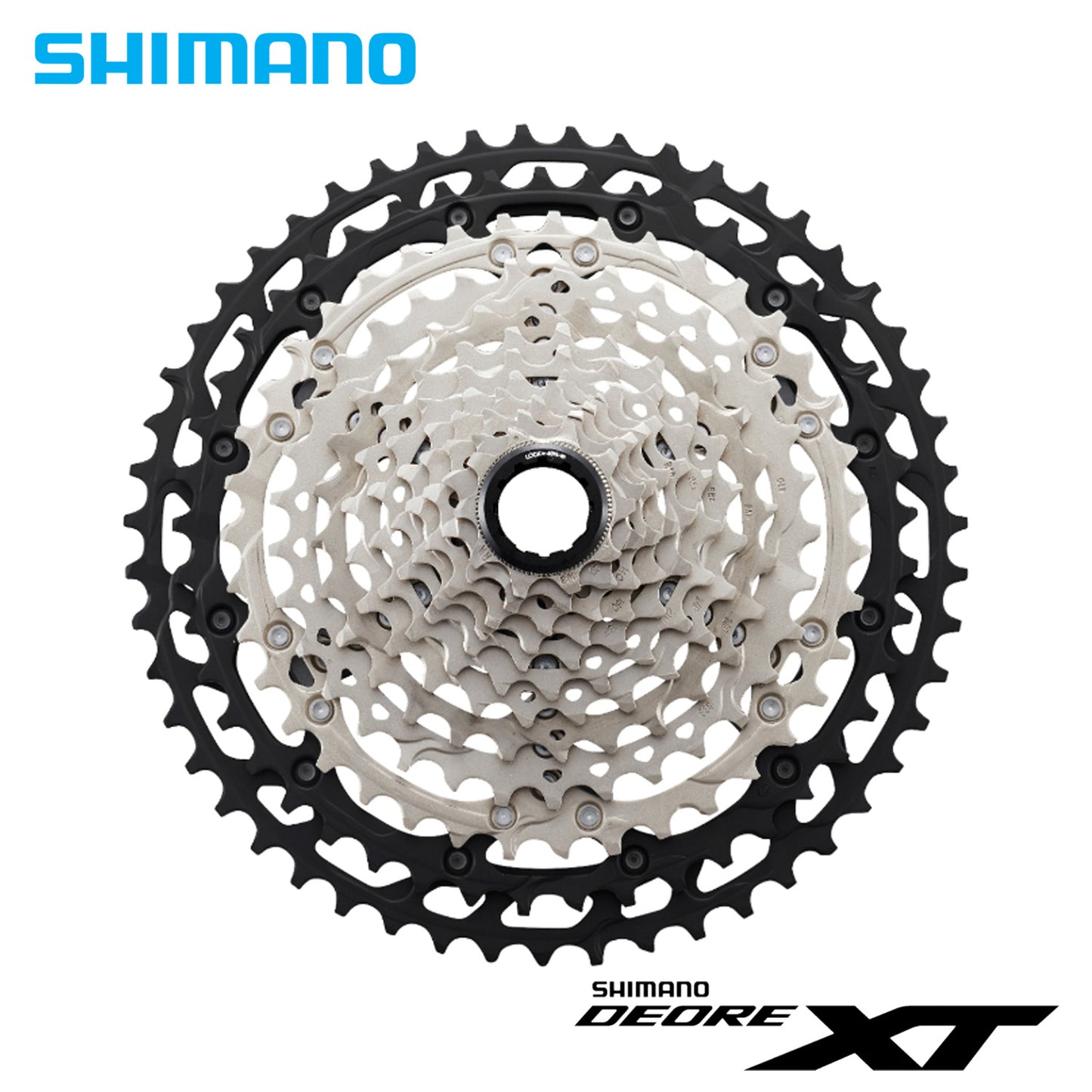 Shimano Deore XT 12s Hyperglide+ CS-M8100 12-Speed MTB Cassette Sprocket Microspline - Black/Silver