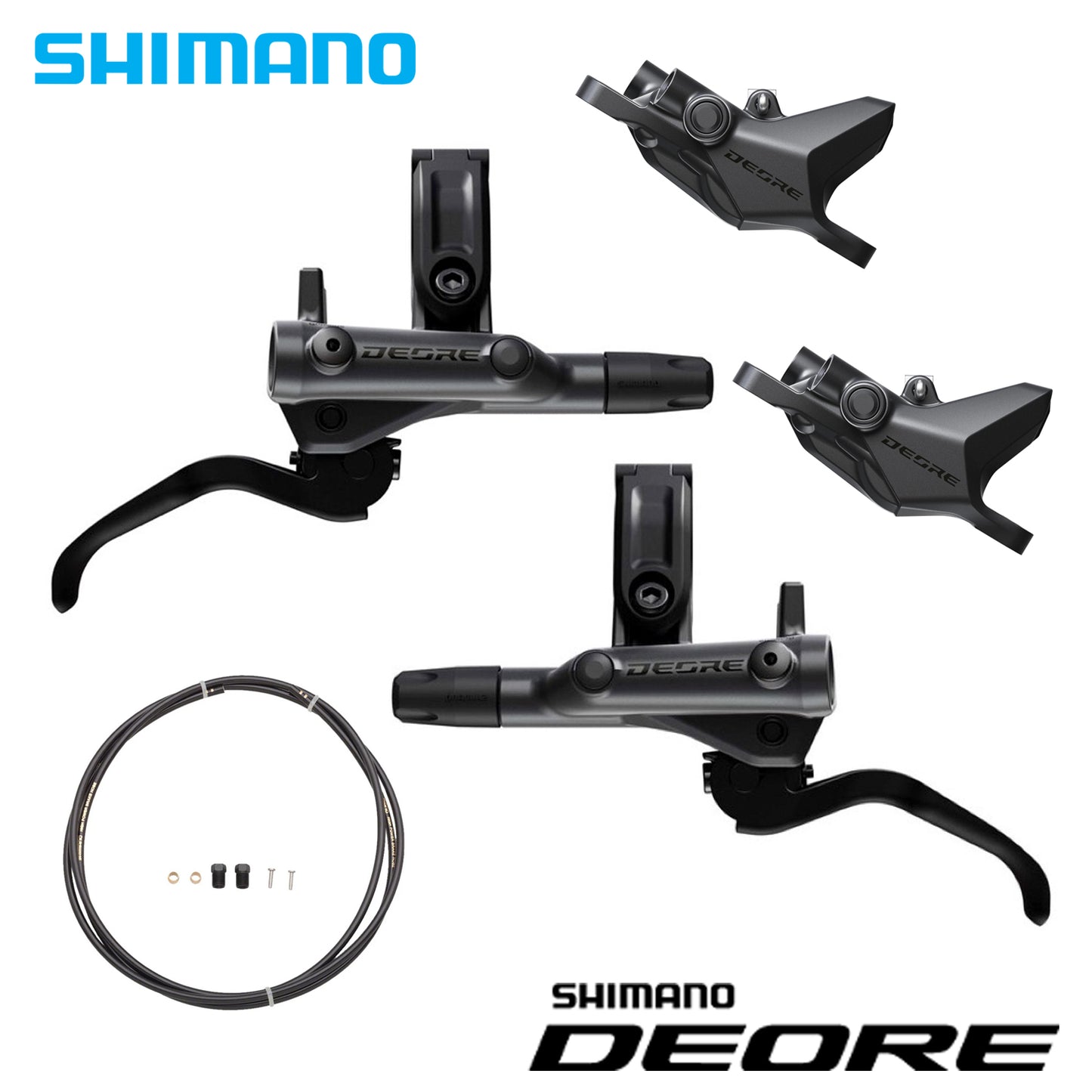 Shimano Deore BL-M6200-L/R Brake Lever, BR-M6200-F/R 2-Piston Brake Caliper Set