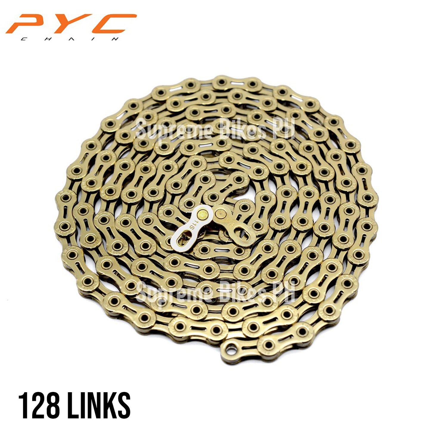 PYC SP1101 11-Speed Ultralight Hollow Chain 128 links - Gold
