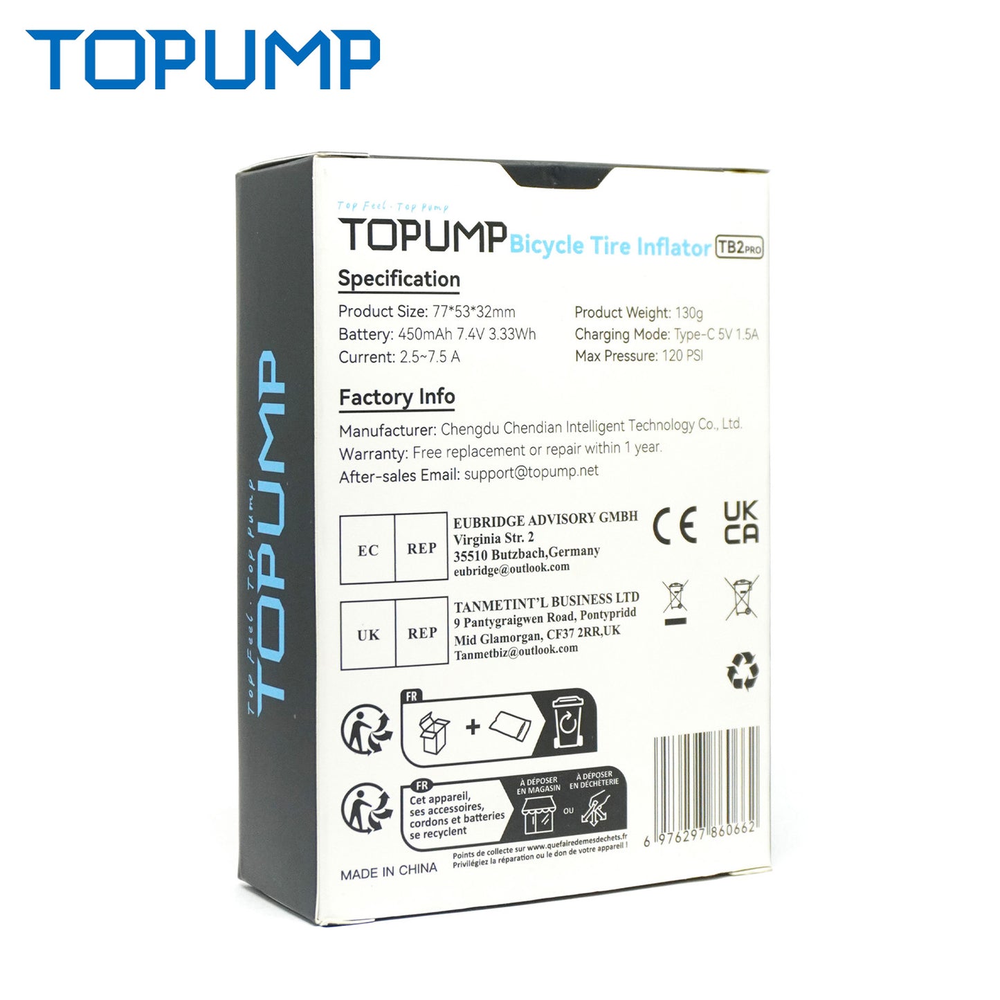 TOPUMP Pro Bicycle Tire Inflator Electronic Pump