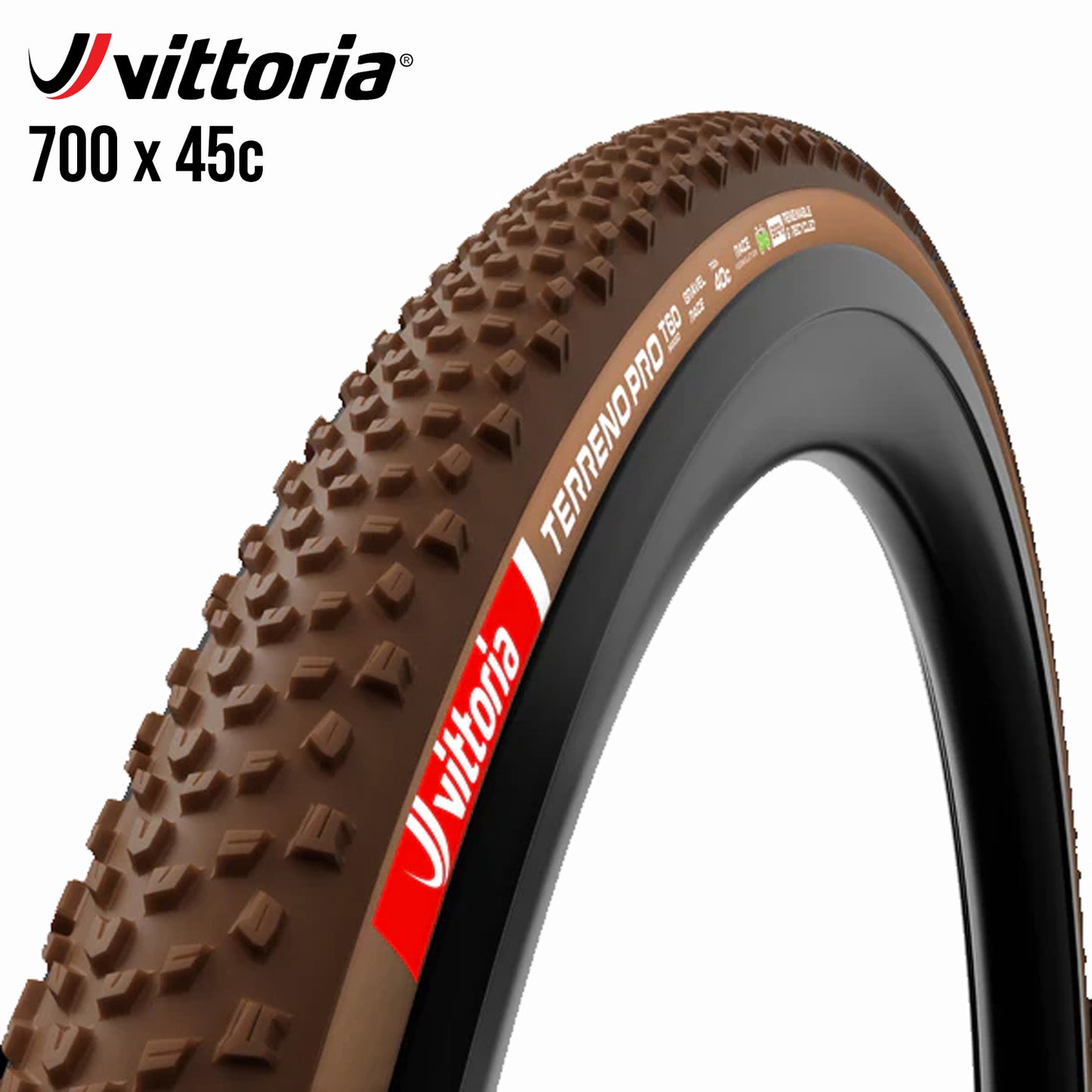 Vittoria Terreno Pro T60 Mixed Gravel Race Tubeless-Ready Tire 700c - Natural Brown