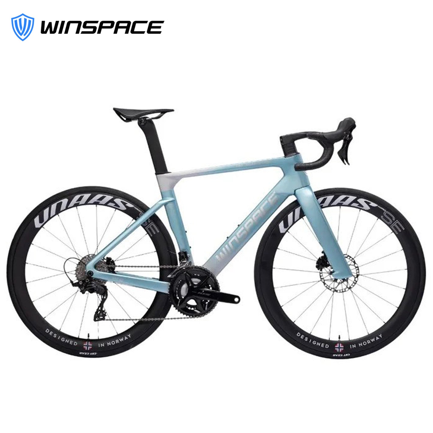 Winspace M6 105 Di2 Carbon Fiber Road Bike - Ice Blue