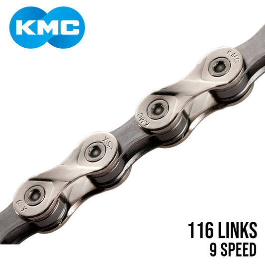 KMC X9 9-Speed Bike Chain 116 Links - Silver / Gray