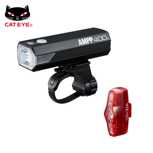 Cateye AMPP400 / VIZ150 Bike Headlight and Rear Tail Light Set