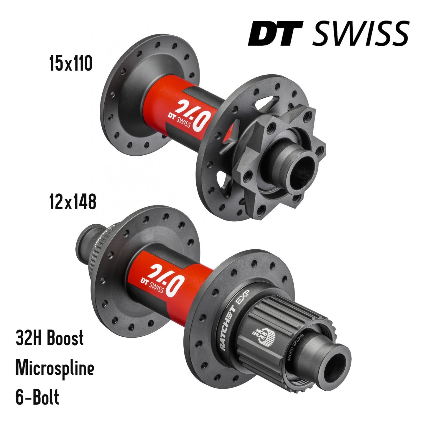 DT Swiss 240 Boost MTB Hub Set Front 15x110 Rear 12x148 Microspline 54T Ratchet