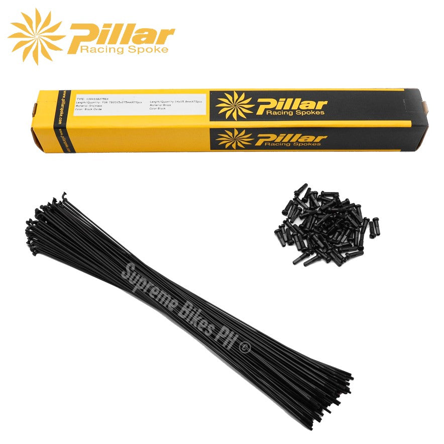 Pillar Racing Spokes Stainless / Brass Nipples - Set of 72pcs - for 29 J-Bend