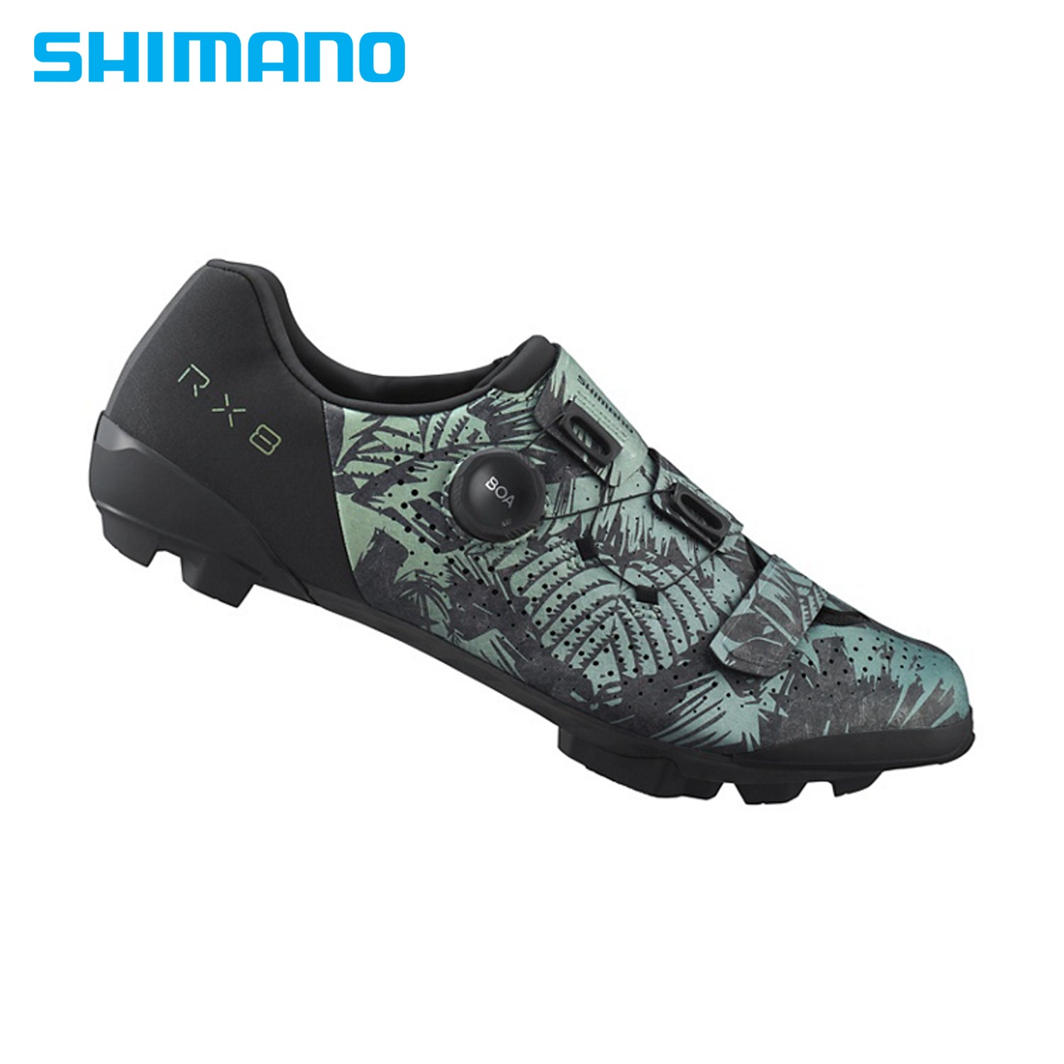 Shimano RX8 Gravel MTB Carbon Composite Bike Shoes SPD BOA LI2 (SH-RX801) Tropical Leaves