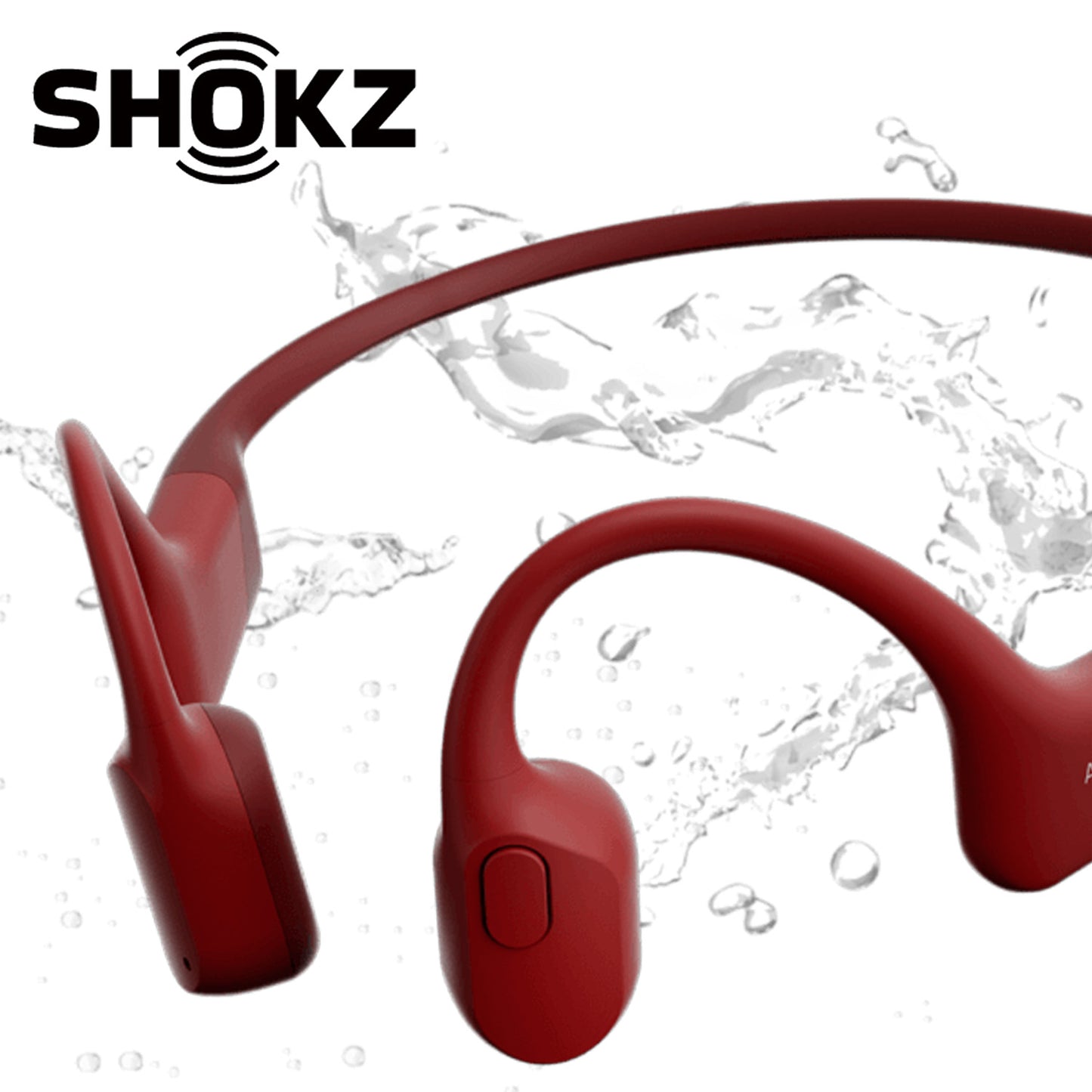 SHOKZ OpenRun Bone Conduction Open-Ear Endurance Headphones - Red