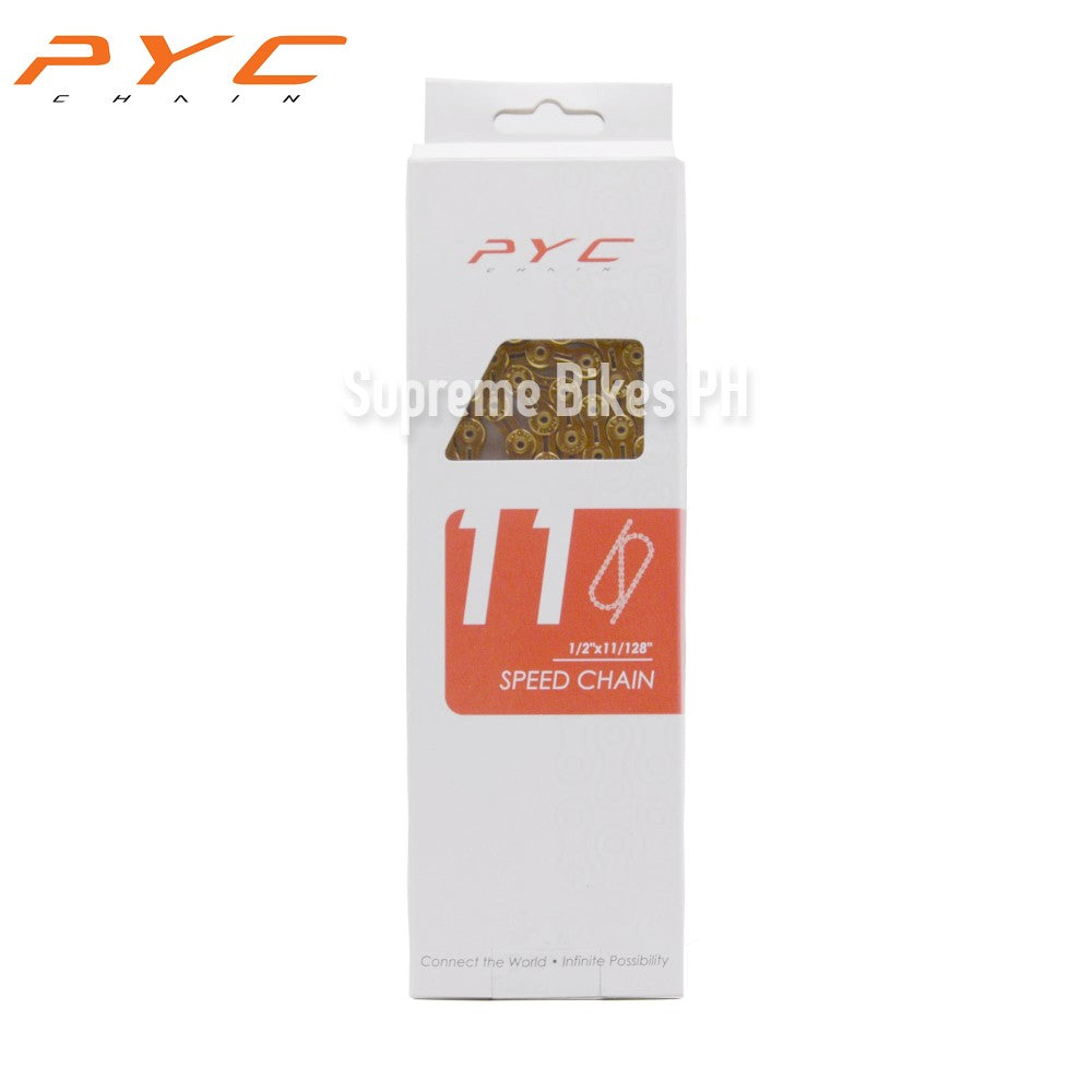 PYC SP1101 11-Speed Ultralight Hollow Chain 128 links - Gold