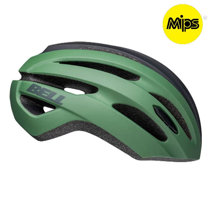 Green road bike store helmet