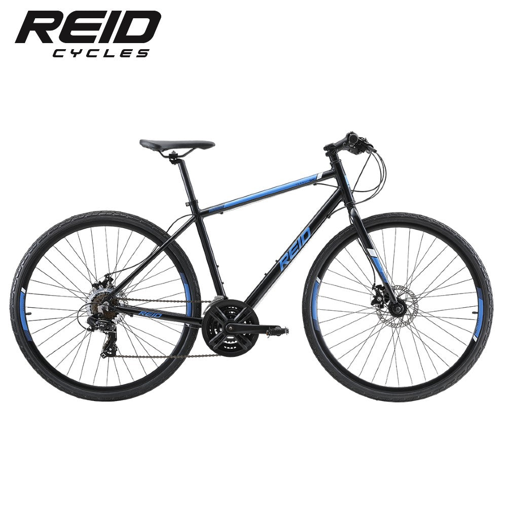 Reid Transit Disc Commuter Hybrid Bike Black Blue