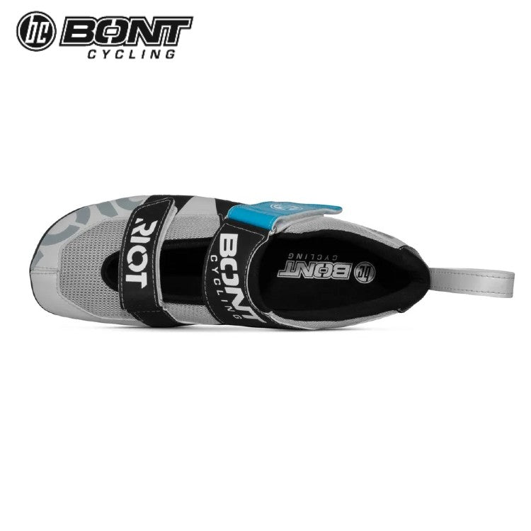 Bont Riot TR+ Carbon Composite Triathlon Road Cycling Shoes - Pearl White / Blue