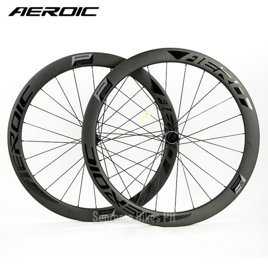 Aeroic Aero 50D Carbon Disc 700c Road Bike Wheelset HG Hub Pillar Spokes QR/TA