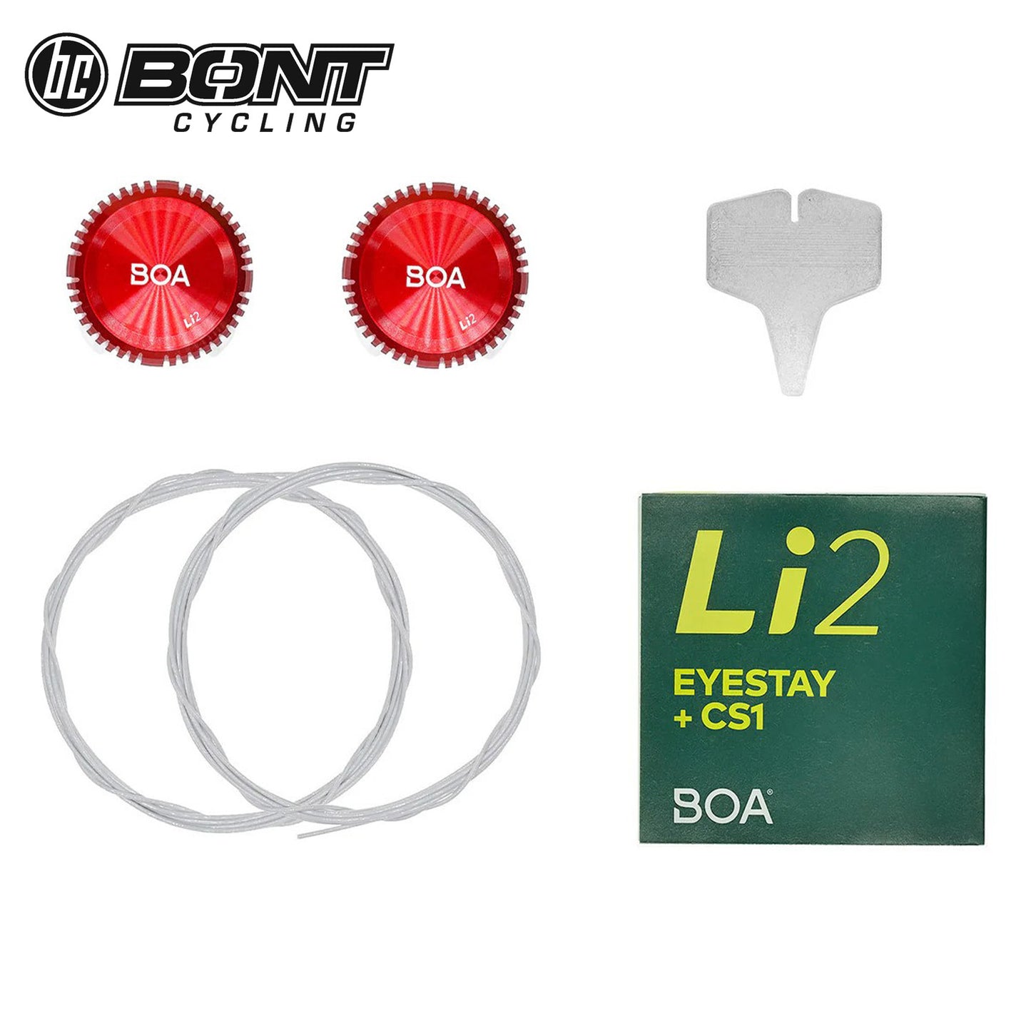 Bont BOA Li2 Dial Complete Kit, Vaypor (2pcs.) - Red