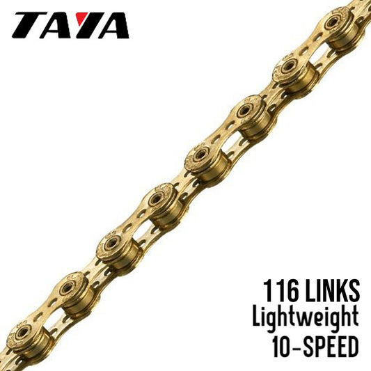 Taya DECA-101 UL Bike Chain 10-Speed Lightweight 116 Links - Gold
