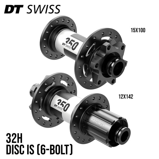 DT Swiss 350 MTB Aluminum Hub Set Front 15x100 Rear 12x142 Disc IS (6-Bolt)
