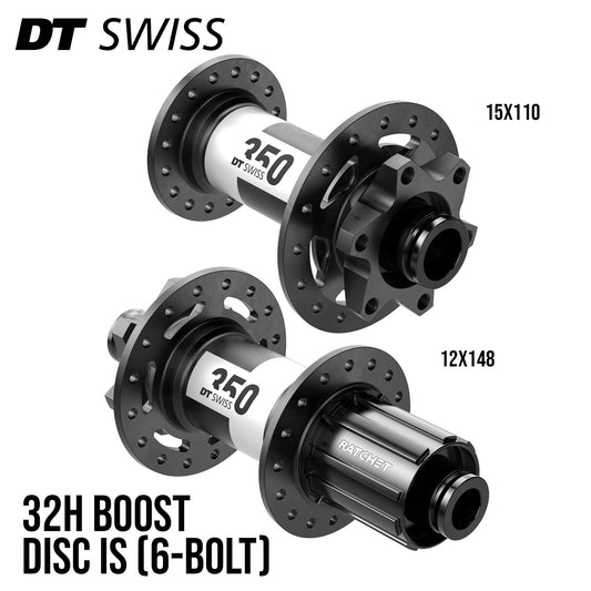 DT Swiss 350 Boost MTB Aluminum Hub Set Front 15x110 Rear 12x148 Disc IS (6-Bolt)