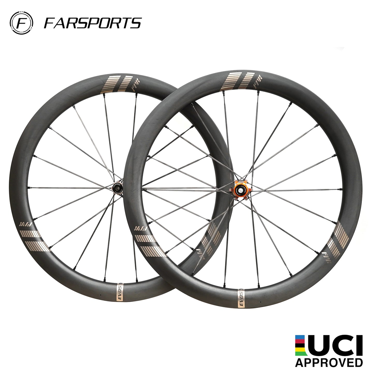 FARSPORTS 2026 EVO S Series EVO5 S (All-Rounder) Full-Set, UCI Approved Road Bicycle Wheels - Black
