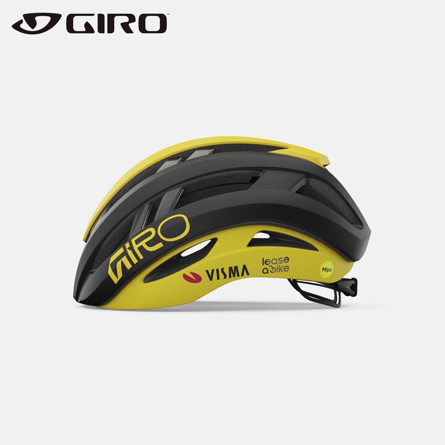 Giro Aries Spherical MIPS Road Bike Helmet - Matte Black/Matte Yellow Visma