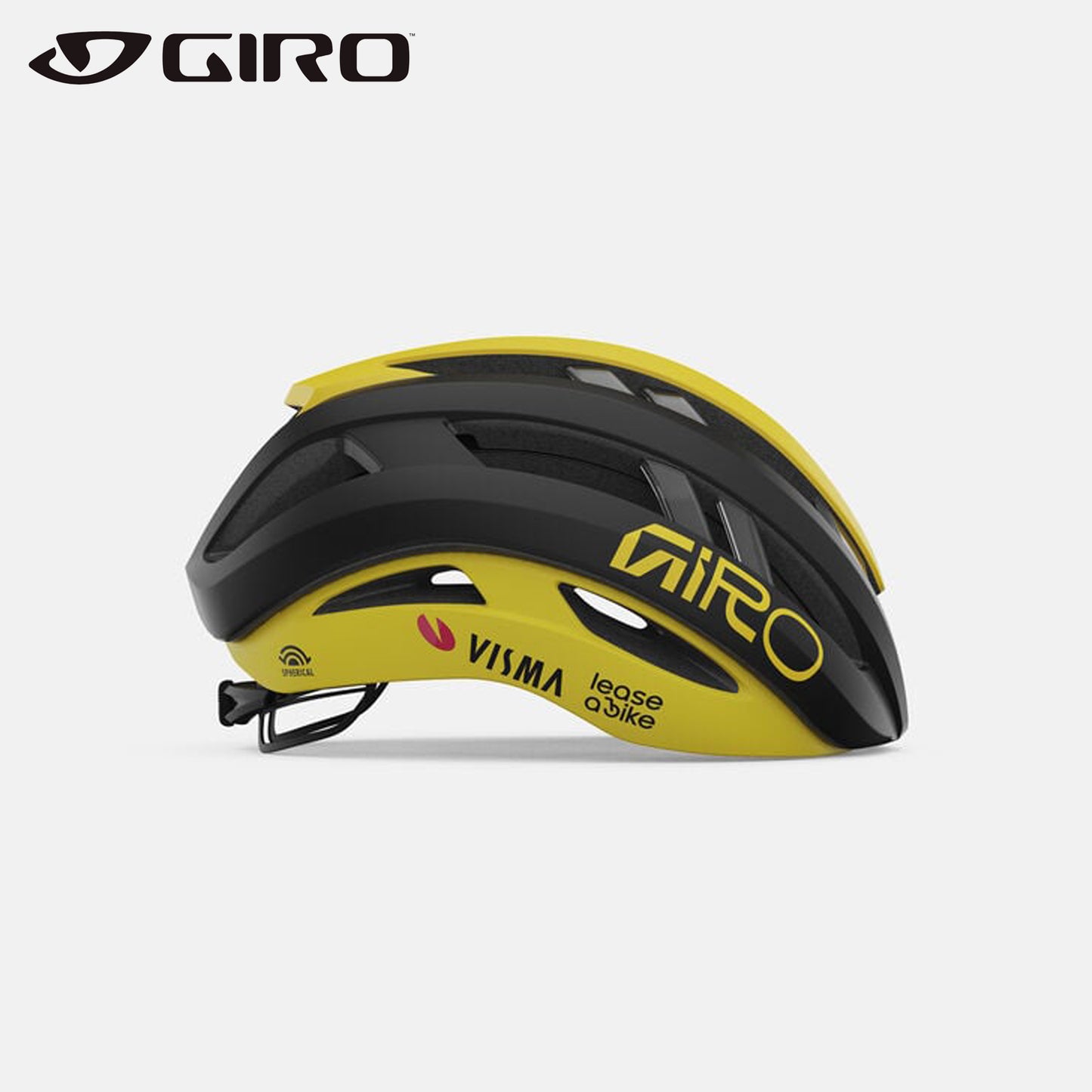 Giro Aries Spherical MIPS Road Bike Helmet - Matte Black/Matte Yellow Visma