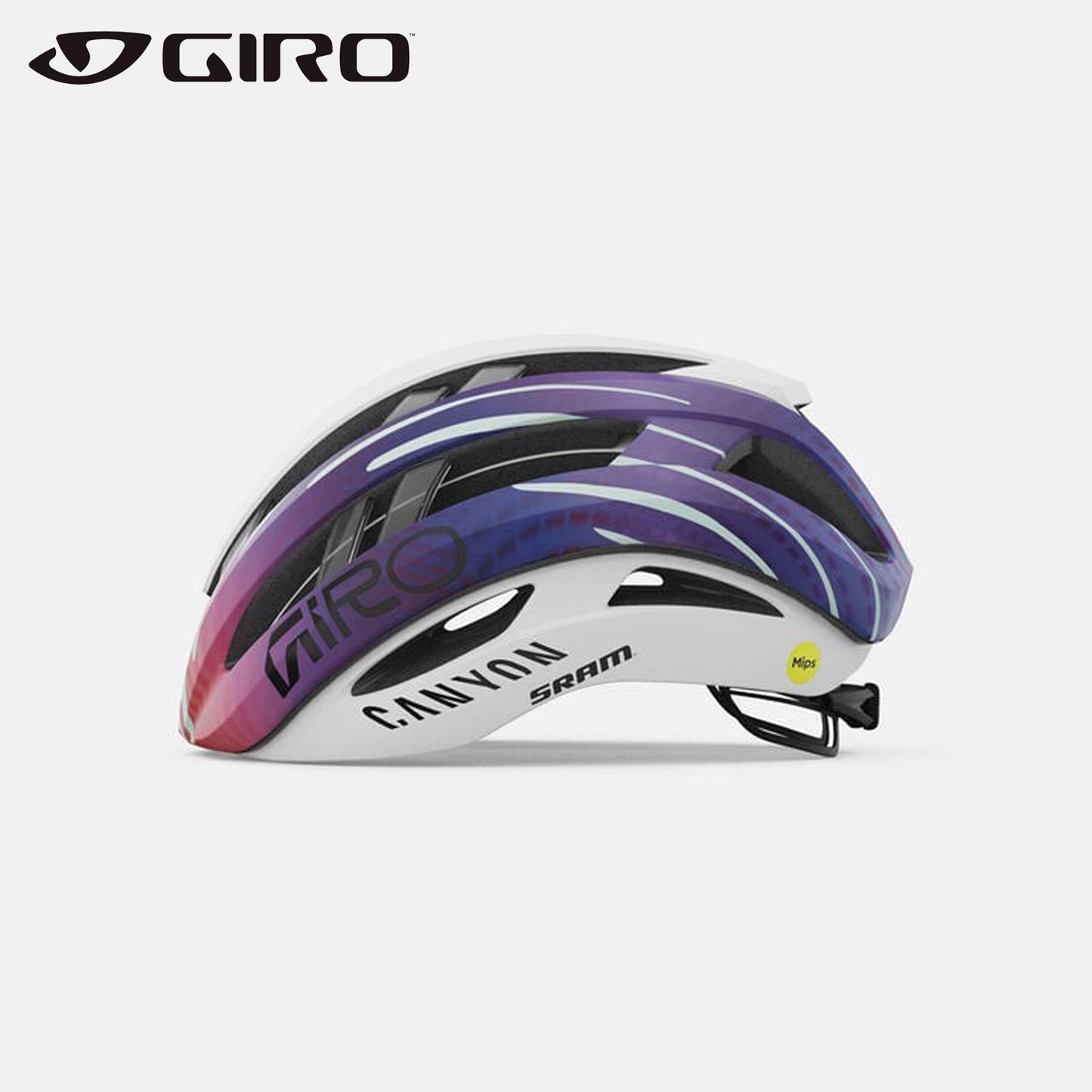 Giro Aries Spherical MIPS Road Bike Helmet - Matte White/Matte Blue Canyon