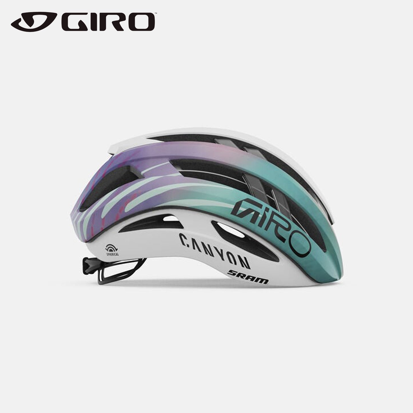 Giro Aries Spherical MIPS Road Bike Helmet - Matte White/Matte Blue Canyon