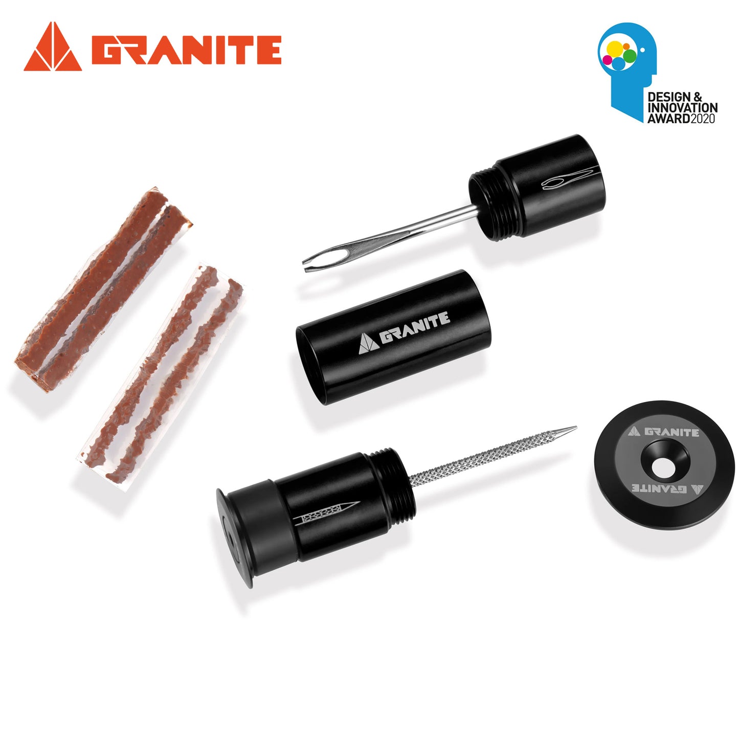 Granite Stash Tubeless Flat Tire Repair Kit - Black