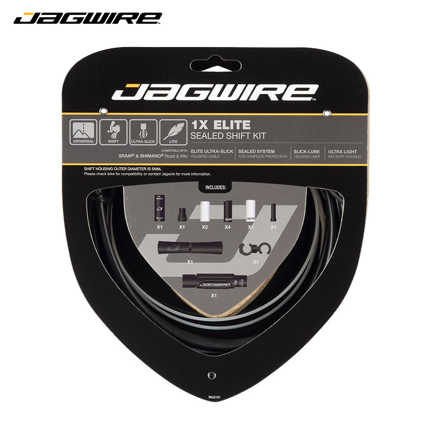Jagwire 1x Elite Sealed Shift Cable Kit Set for Road / MTB / SRAM / Shimano - Stealth Black