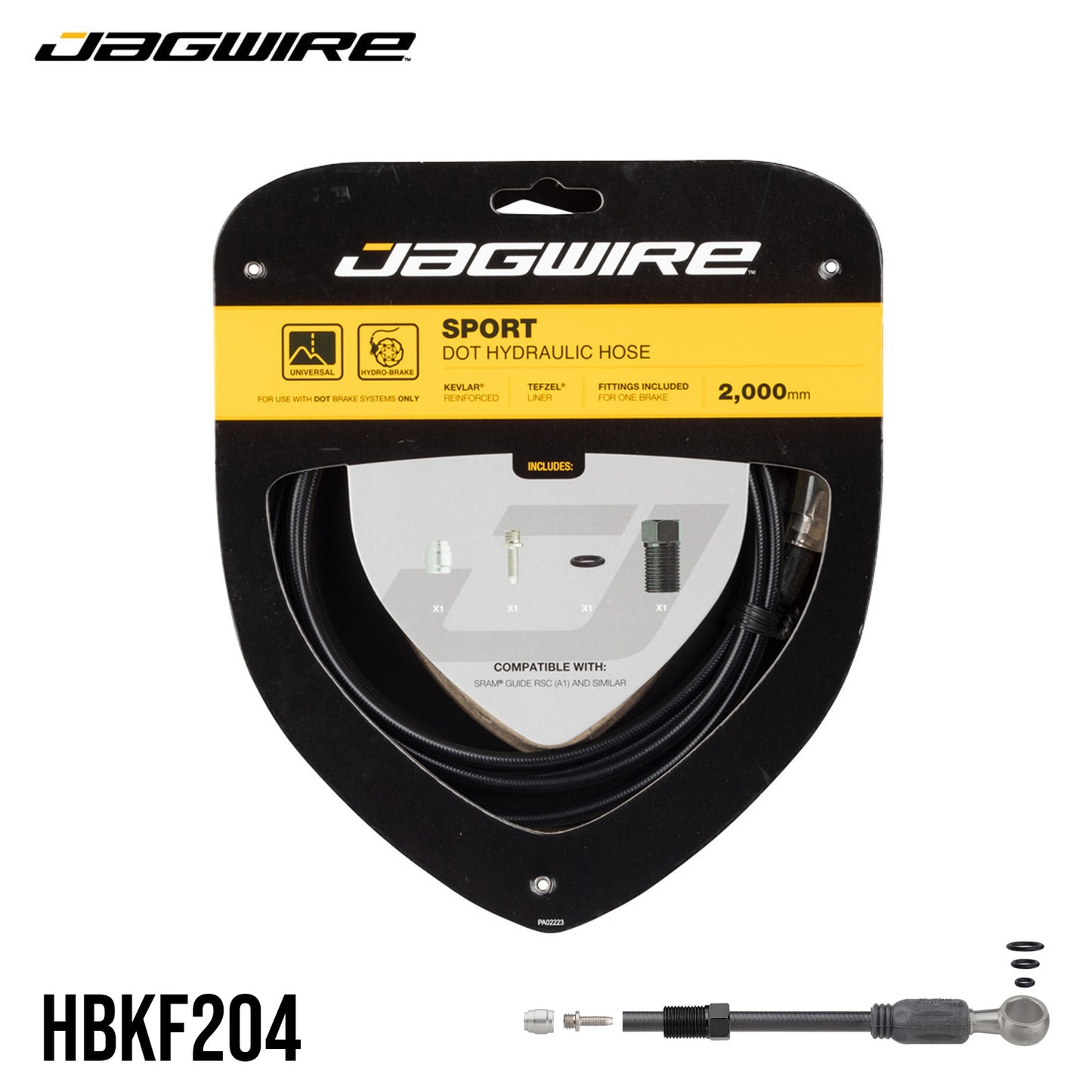 Jagwire Sport DOT Mineral Oil 2M Hydraulic Hose Single-Brake Hose Kit - Black