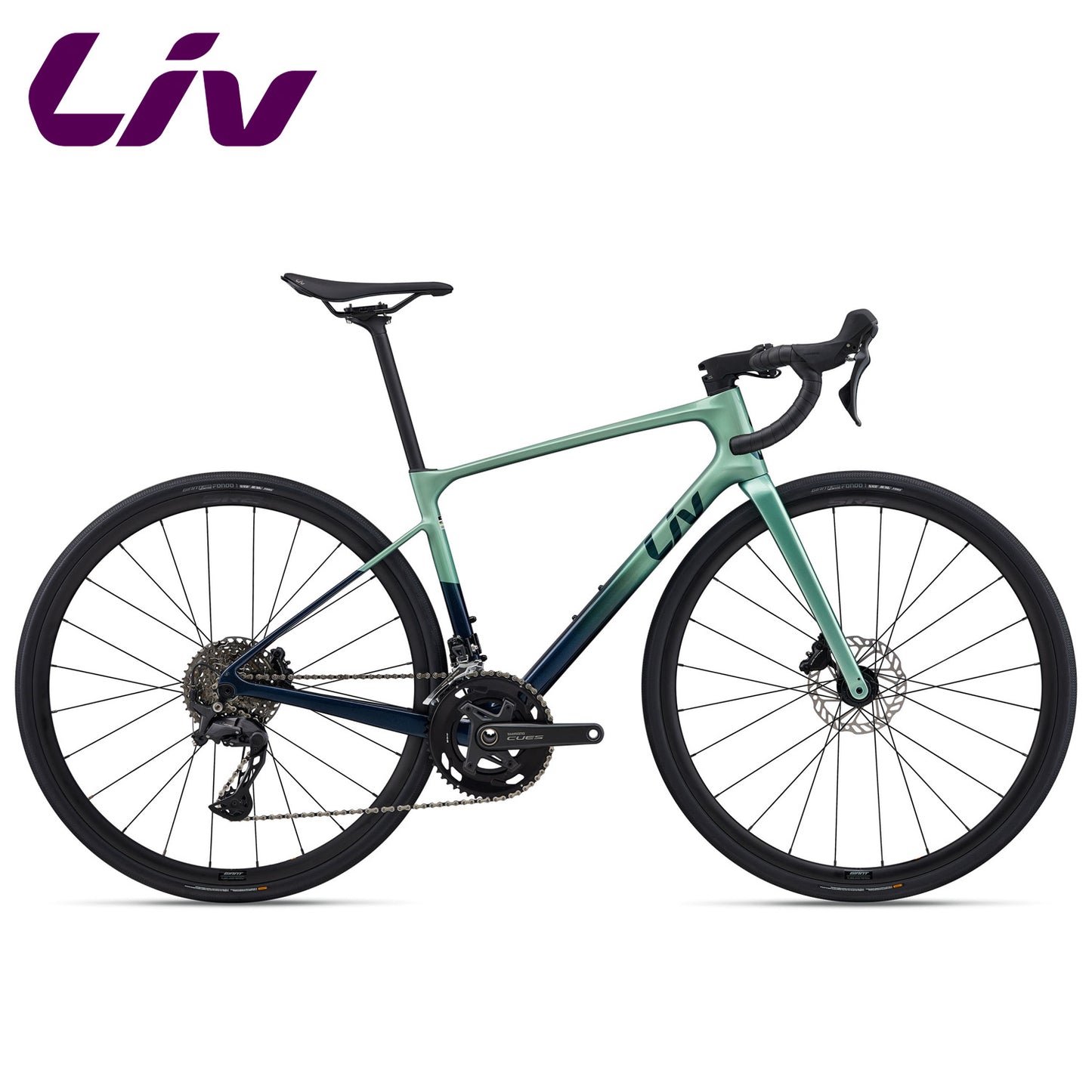 Liv Avail Advanced 3 Advanced-Grade Composite Road, Endurance Bike Shimano Cues - Seafoam Cosmo Navy