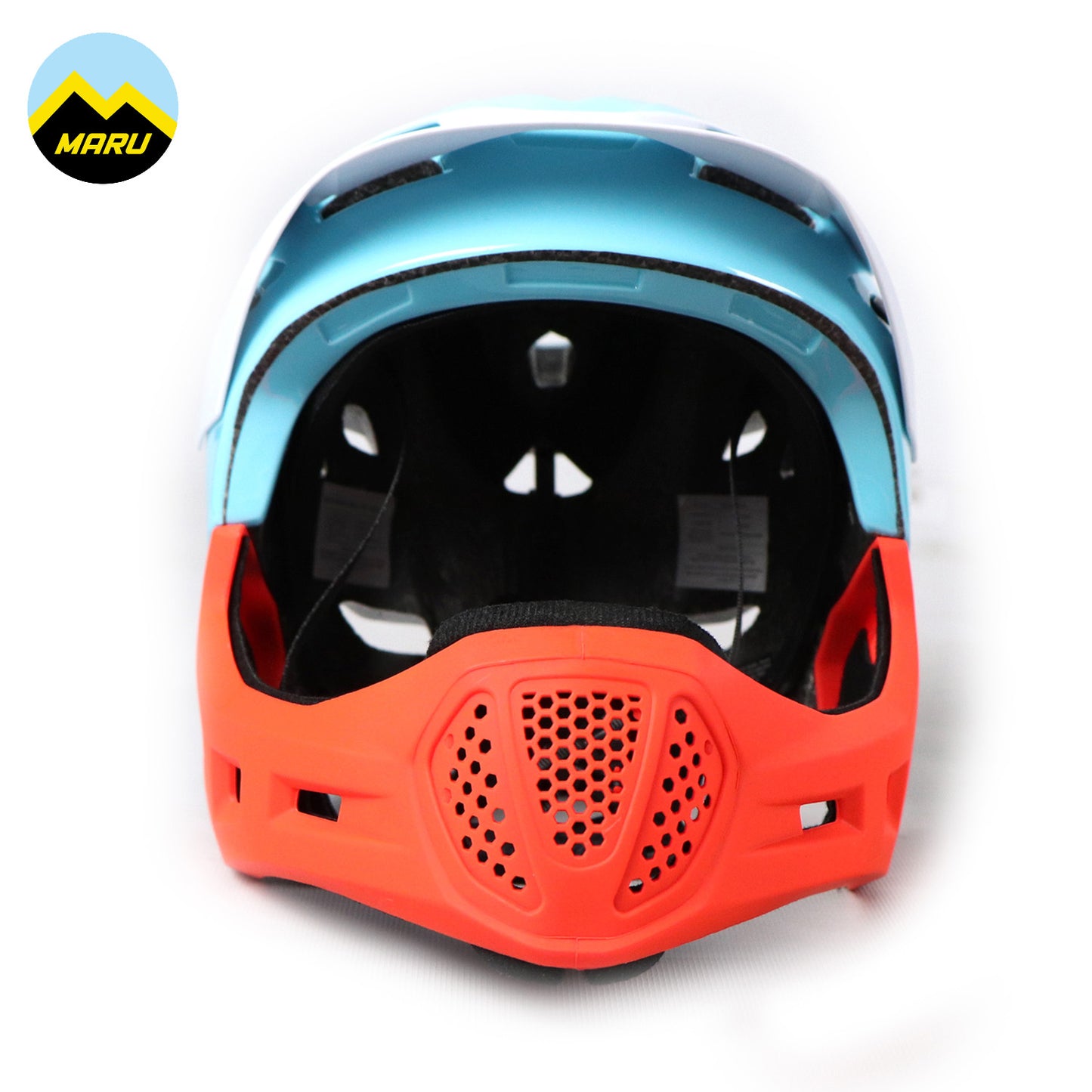 Maru Lightweight PC Kids Full Helmet (Free Size) - Blue/Orange