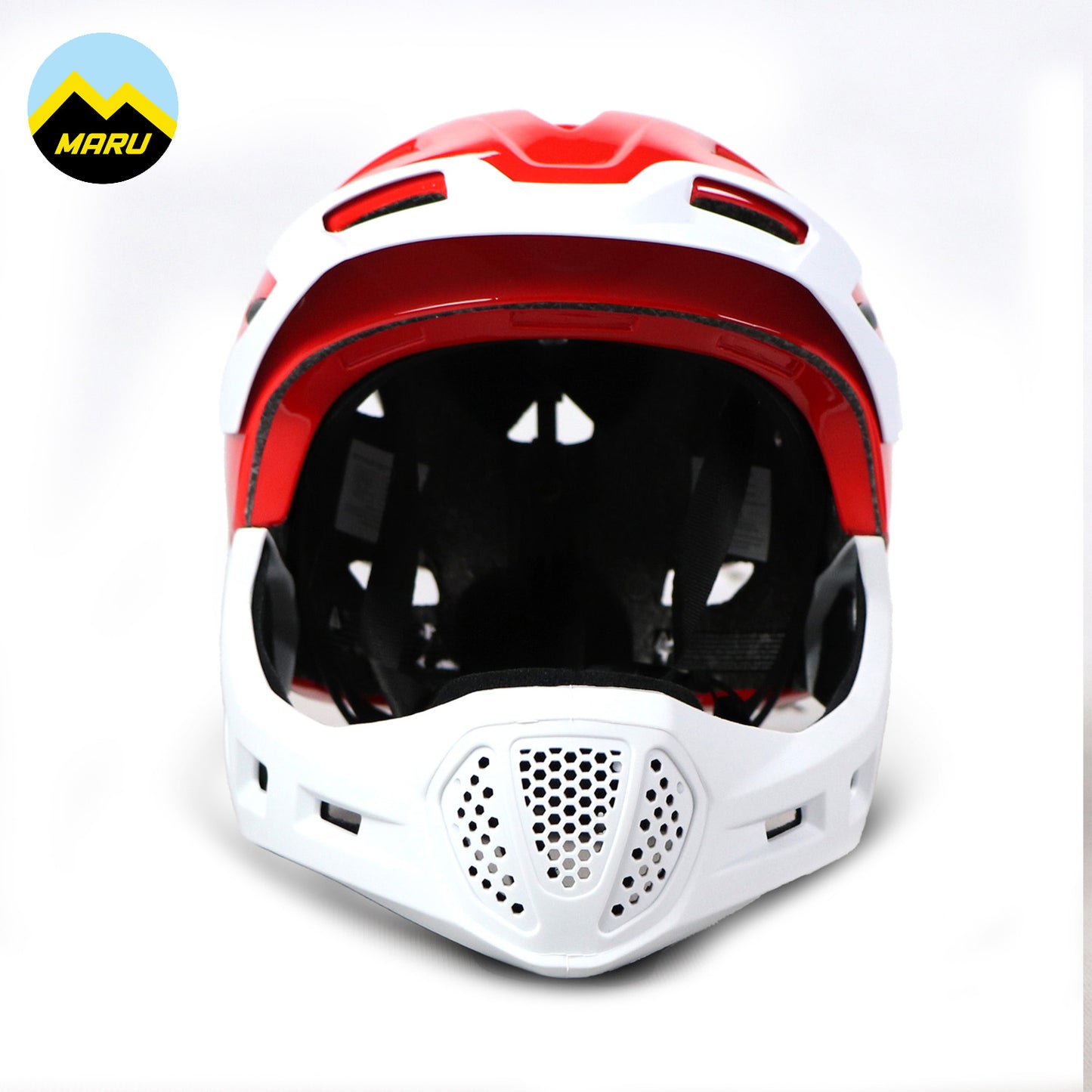 Maru Lightweight PC Kids Full Helmet (Free Size) - Red/White