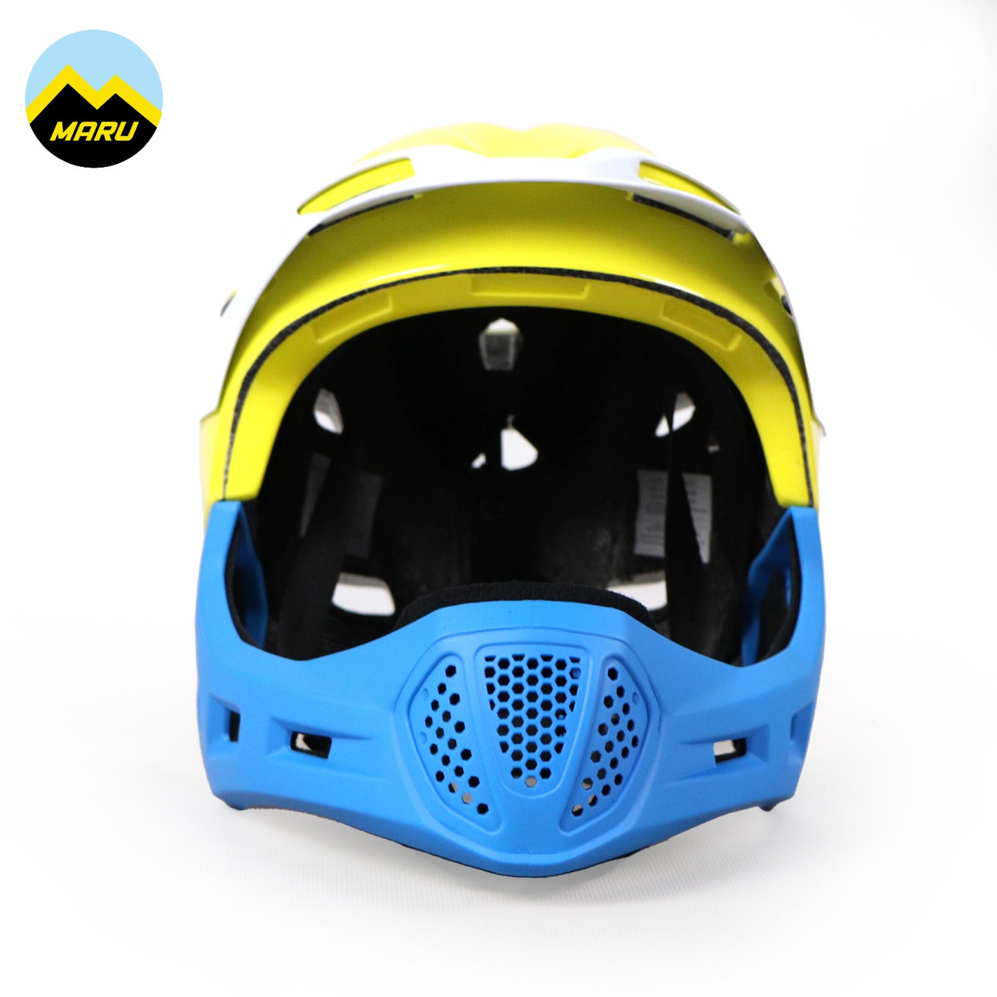 Maru Lightweight PC Kids Full Helmet (Free Size) - Yellow/Blue