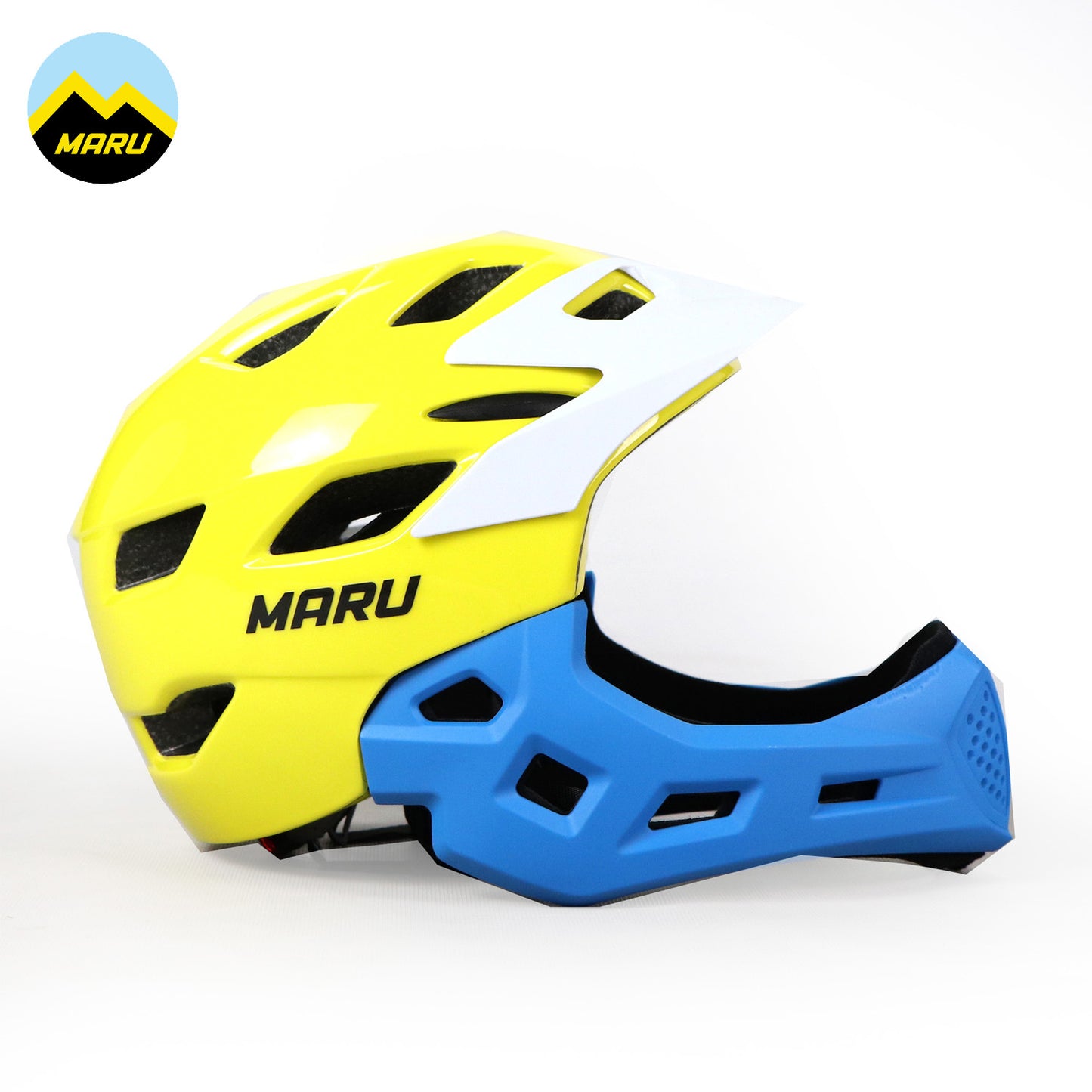 Maru Lightweight PC Kids Full Helmet (Free Size) - Yellow/Blue