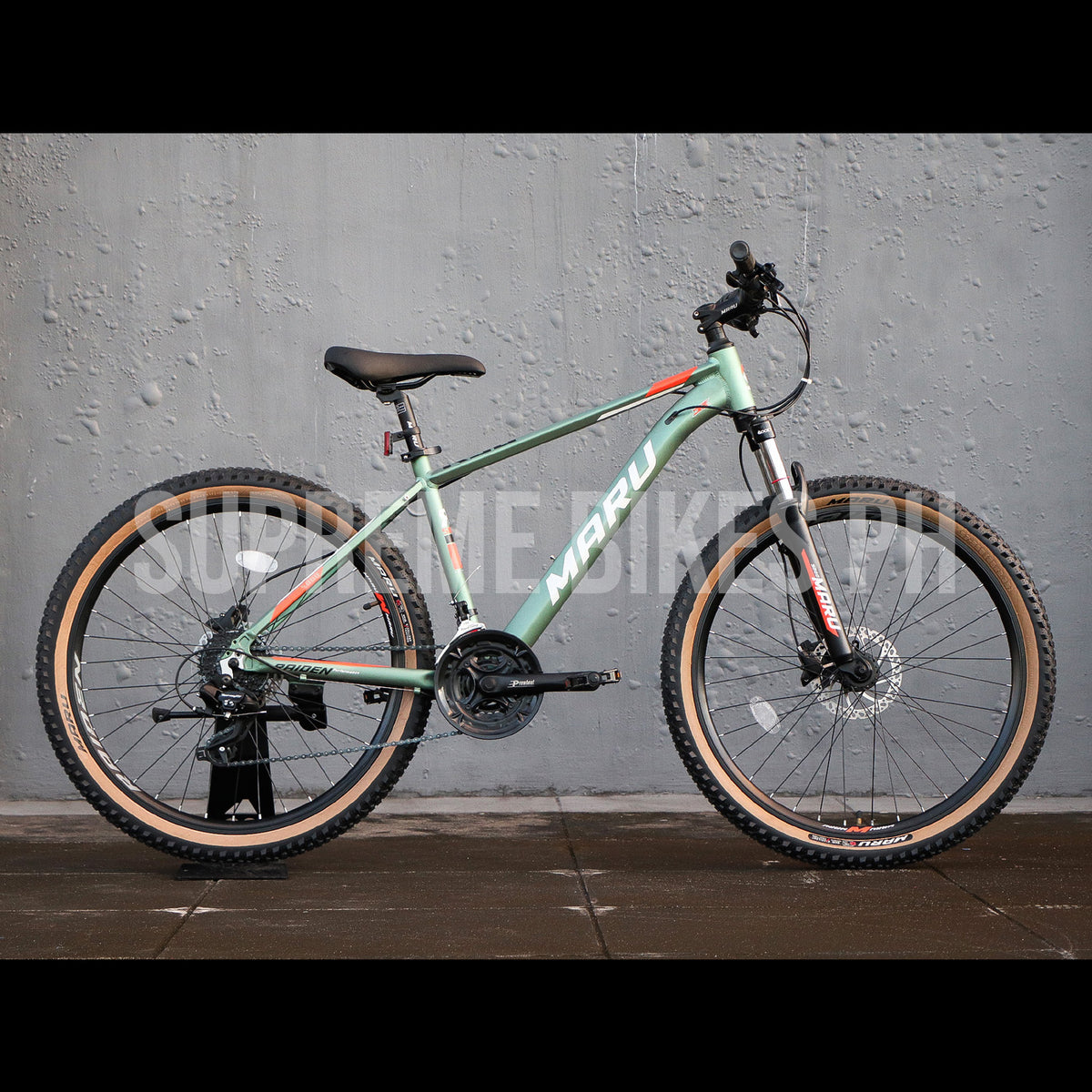 Maru Raiden XT AL6061 Aluminum MTB Bike 26er, 3x8-Speed - Army Green/O ...