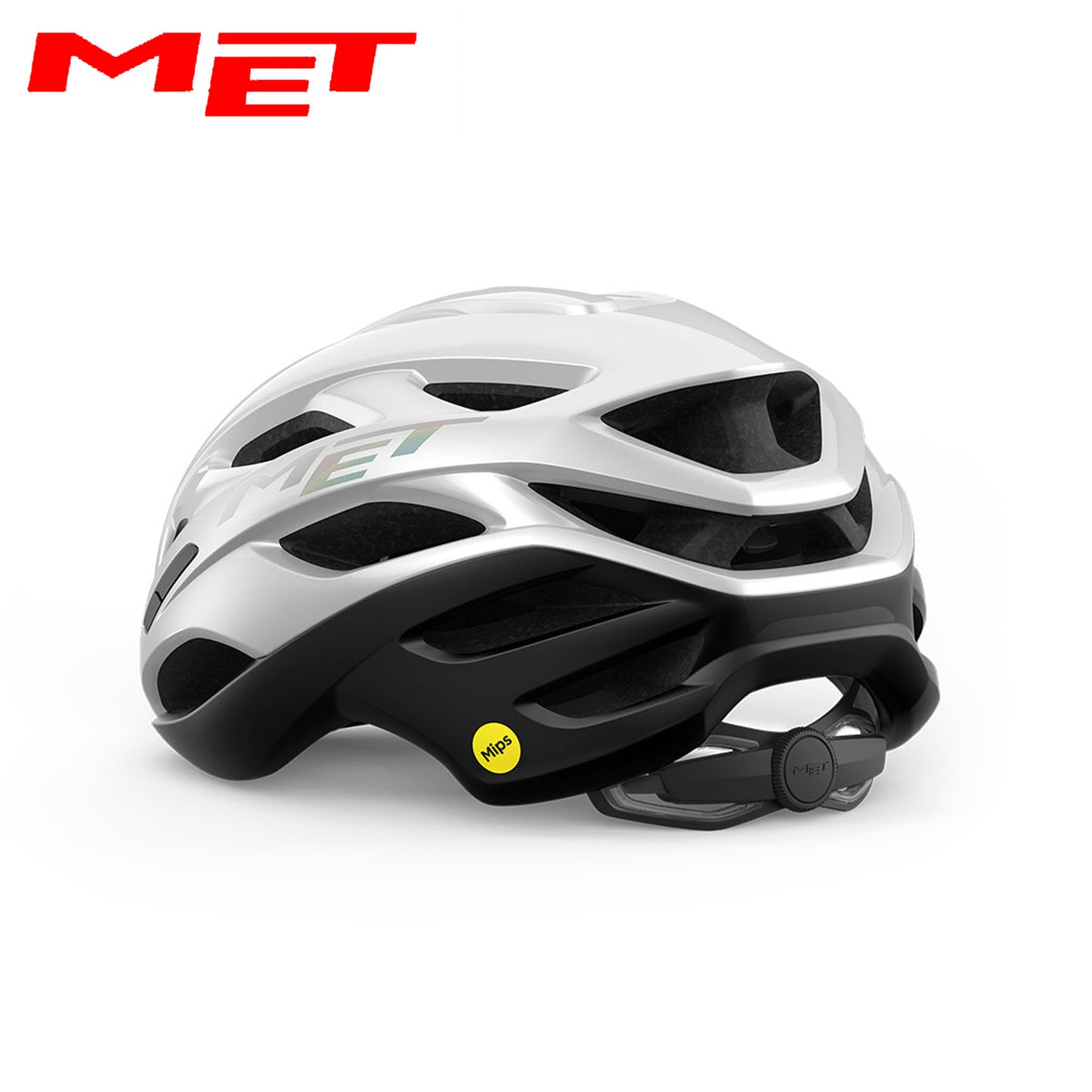 MET Estro MIPS Road, Cyclocross, Gravel Bike Helmet - White Holographic | Matte Glossy