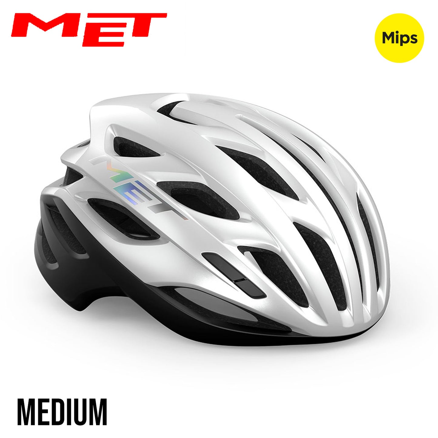 MET Estro MIPS Road, Cyclocross, Gravel Bike Helmet - White Holographic | Matte Glossy