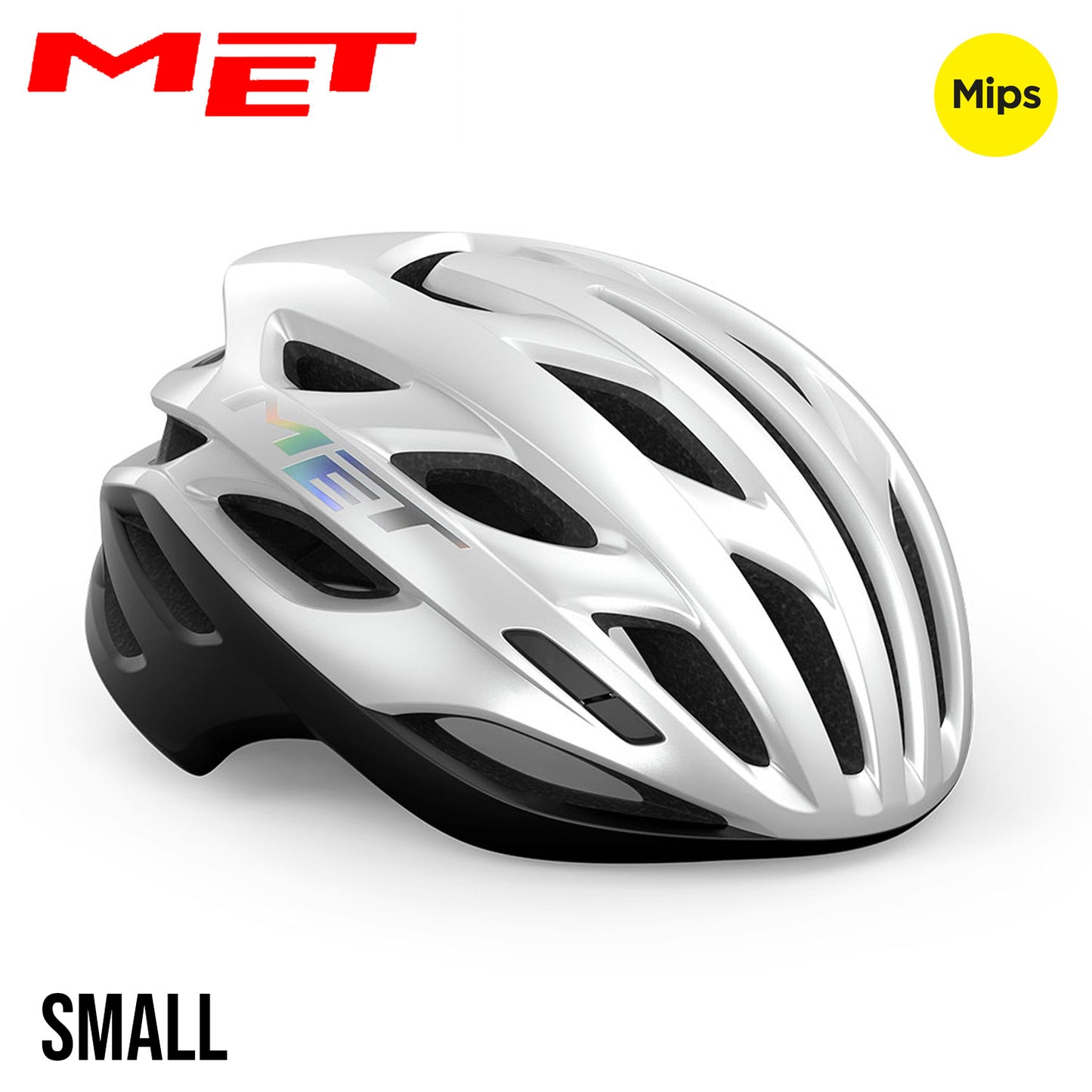 MET Estro MIPS Road, Cyclocross, Gravel Bike Helmet - White Holographic | Matte Glossy