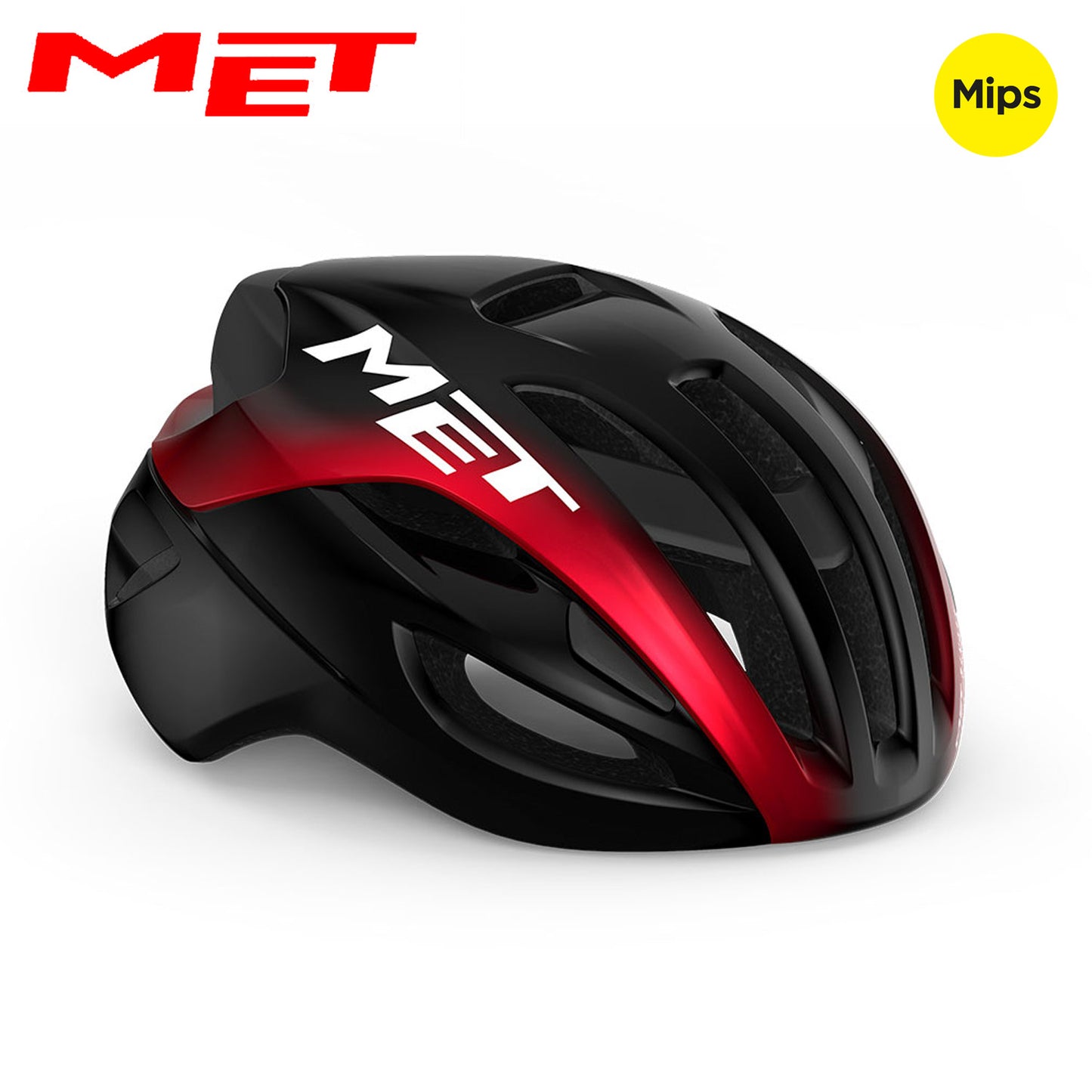 MET Rivale MIPS Road Bike Helmet - Black Red Metallic | Glossy