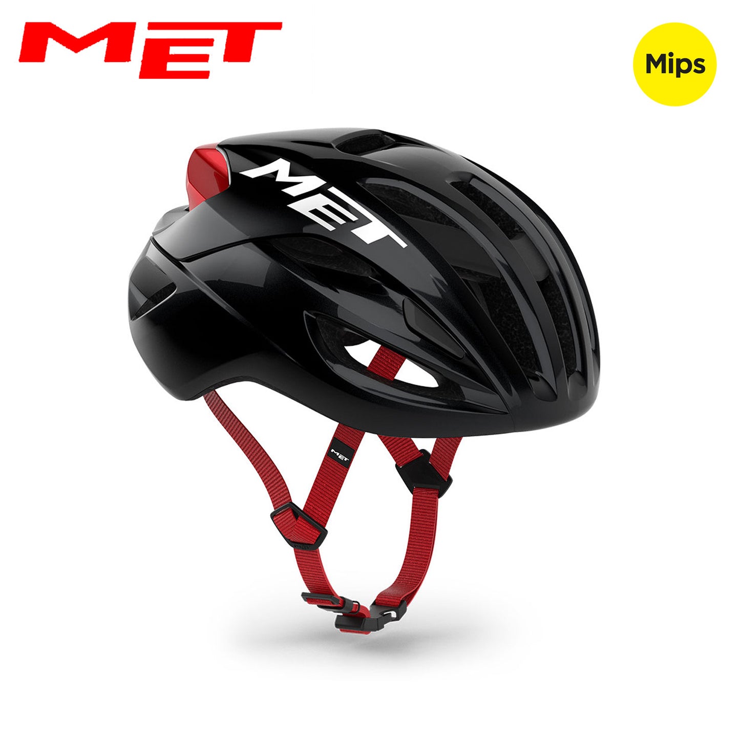 MET Rivale MIPS Road Bike Helmet - Black Red | Glossy