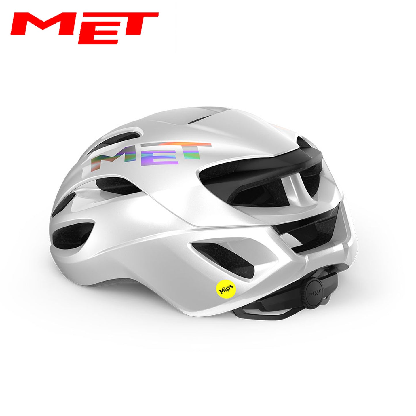 MET Rivale MIPS Road Bike Helmet - White Holographic | Glossy