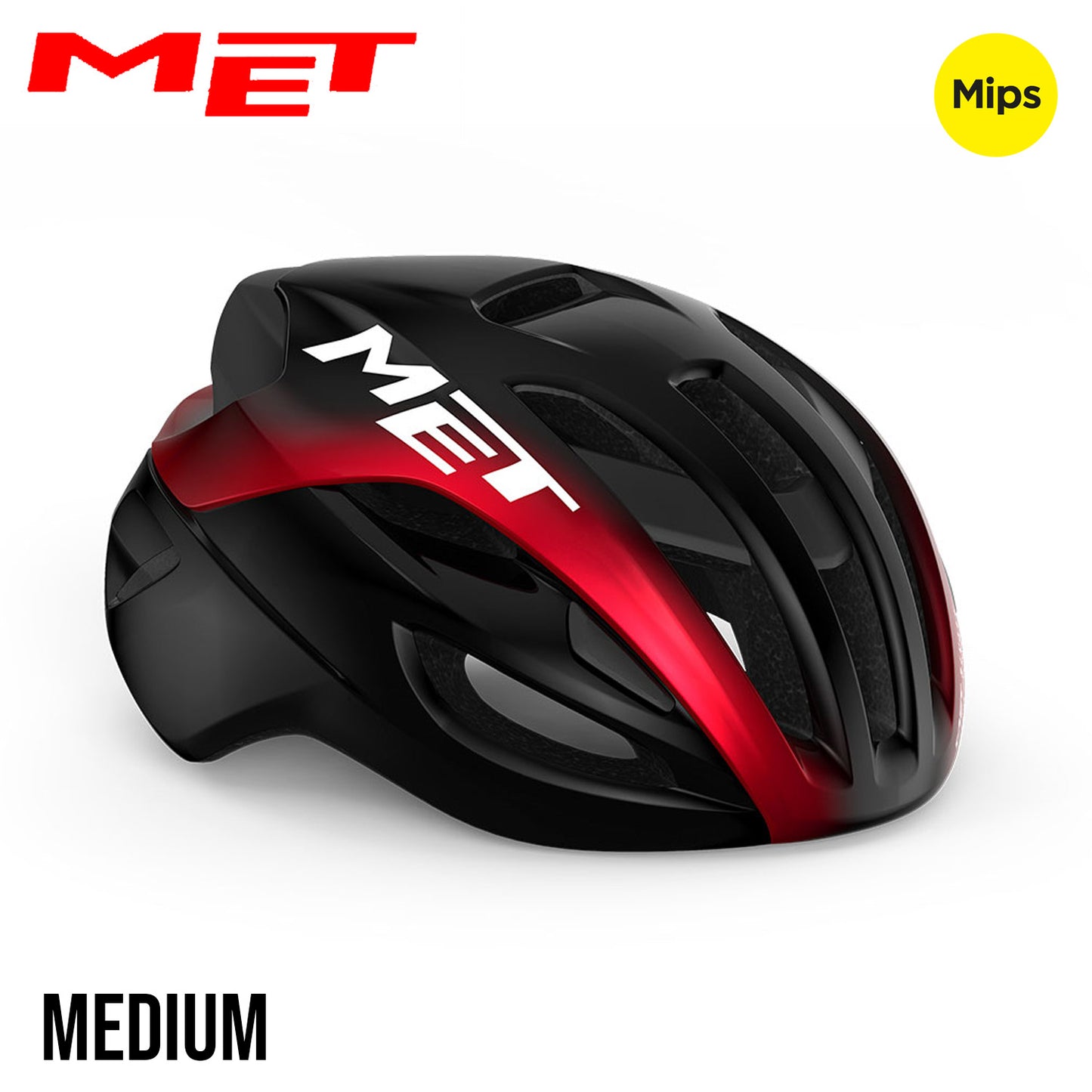 MET Rivale MIPS Road Bike Helmet - Black Red Metallic | Glossy