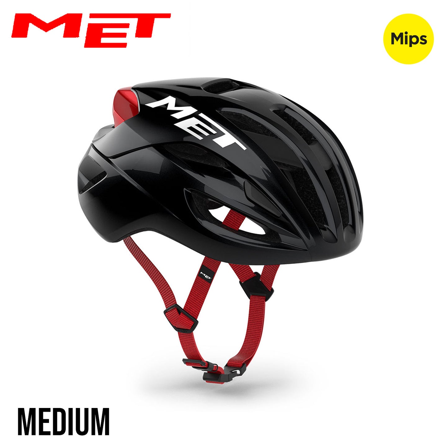 MET Rivale MIPS Road Bike Helmet - Black Red | Glossy