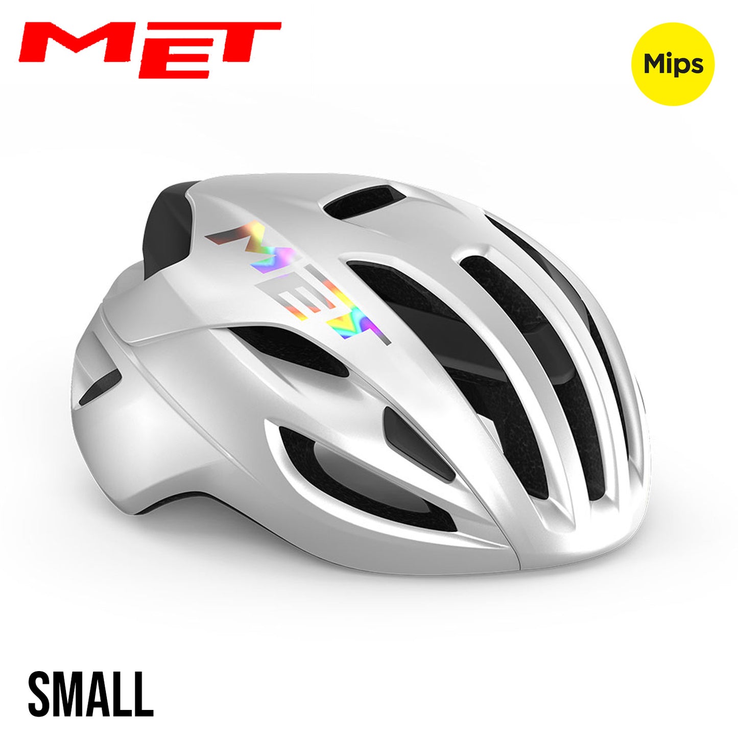 MET Rivale MIPS Road Bike Helmet - White Holographic | Glossy